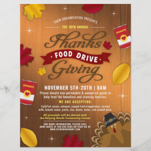 Rustic Fall Thanksgiving Food Drive Fundraiser Flyer