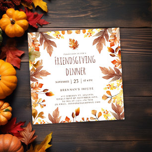 Rustic Fall Thanksgiving Friendsgiving Dinner Invitation