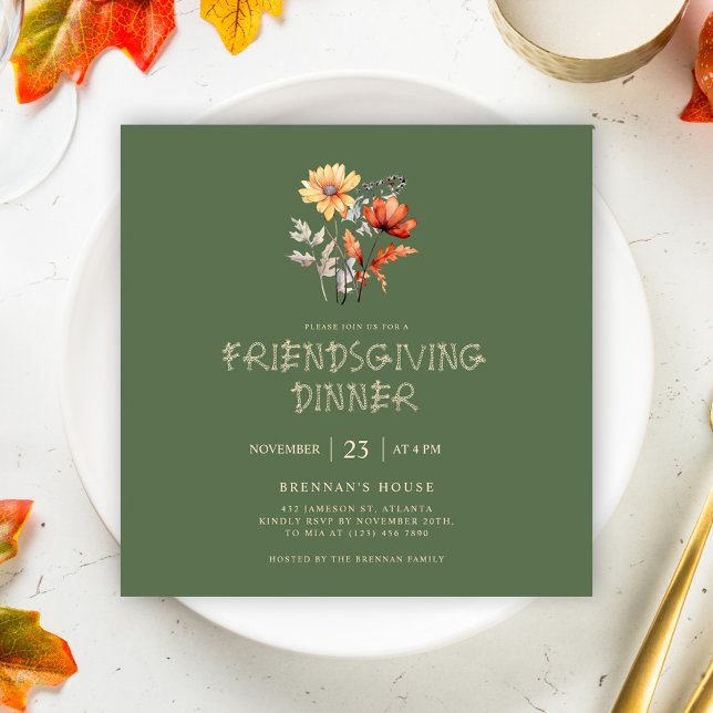 Rustic Fall Thanksgiving Friendsgiving Dinner Invitation (Rustic Fall Thanksgiving Friendsgiving Dinner Invitation)