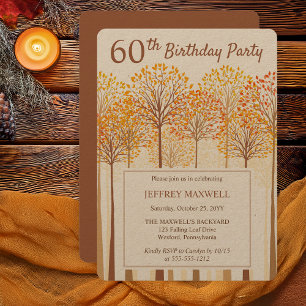 Rustic Fall Trees Terracotta 60th Birthday Party  Invitation
