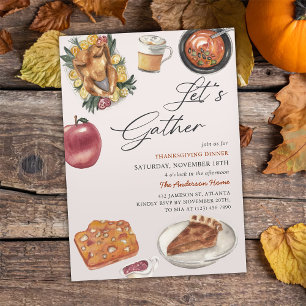 Rustic Fall Turkey Thanksgiving Dinner Invitation