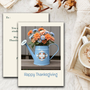 Rustic Fall Vibes Floral Thanksgiving Greeting Holiday Card