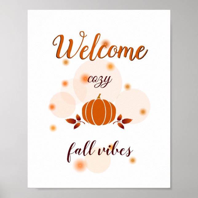 rustic fall vibes orange pumpkin poster (Front)