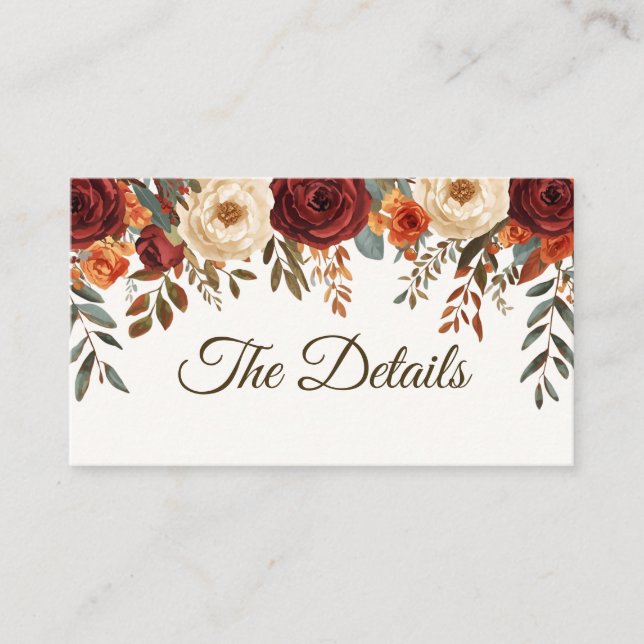 Rustic Fall Wedding Enclosure Card | Custom QR Cod (Front)