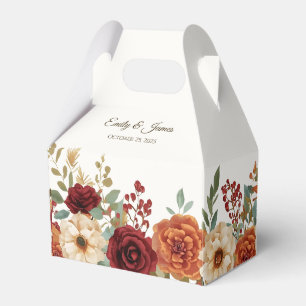 Rustic Fall Wedding Favor Box   Burgundy Roses