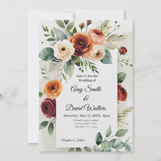 Rustic Fall Wedding Invitation (Front)