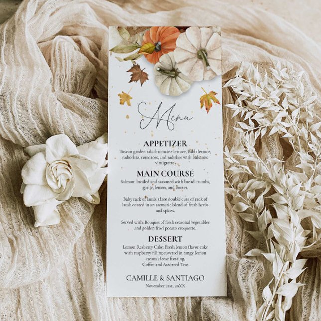 Rustic Fall Wedding Menu (Fall Wedding Menu Card)