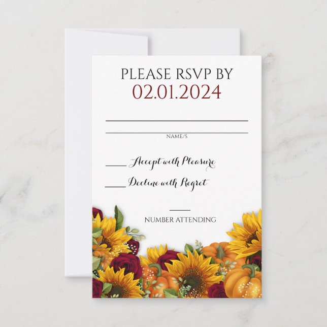 Rustic Fall Wedding RSVP Card (Front)