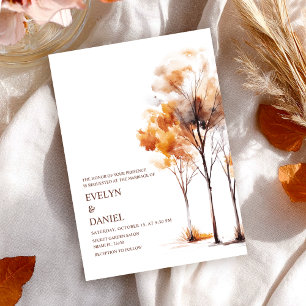 Rustic Fall Wedding Watercolor Invitation
