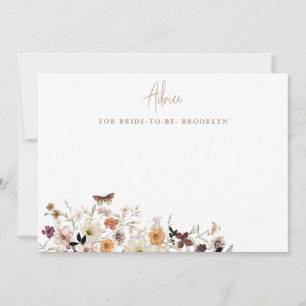 Rustic Fall Wild Flowers Bridal Shower Advice Card