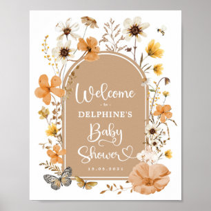 Rustic Fall Wildflower Baby Shower Welcome Poster