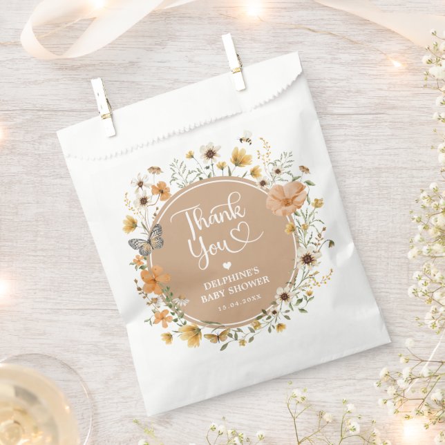 Rustic Fall Wildflower Neutral Baby Shower Favour Bag (Clipped)