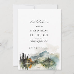 rustic fall winter forest bridal shower invitation