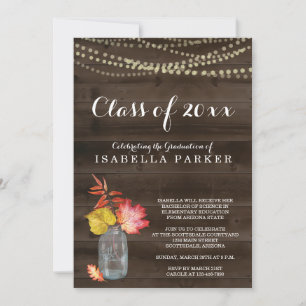 Rustic Fall Woman's Graduation Party Invitation