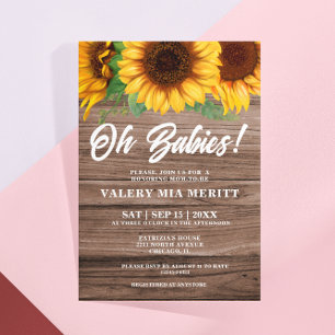 Rustic Fall Wooden Sunflower Oh Baby Shower Invitation