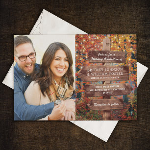 Rustic Fall Woodland Photo Wedding Invitation