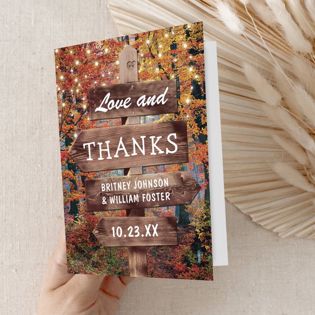 Rustic Fall Woodland Wedding Thank You Card (Creator Uploaded)