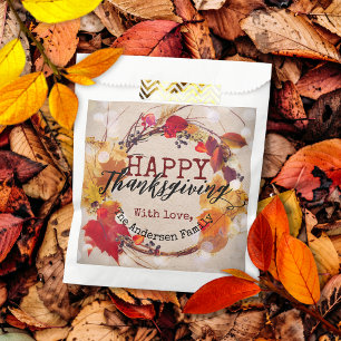 Rustic Fall Wreath Thanksgiving Guest Favour Bag