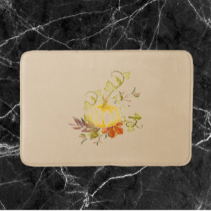 Rustic Fall Yellow Beige and Gold Autumn Bath Mat