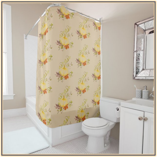 Rustic Fall Yellow Beige and Gold Autumn Shower Curtain (Creator Uploaded)