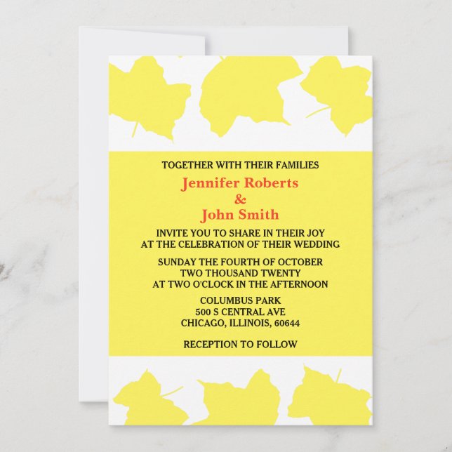 Rustic Fall Yellow Maple Leaves Colourful Boho Invitation (Front)