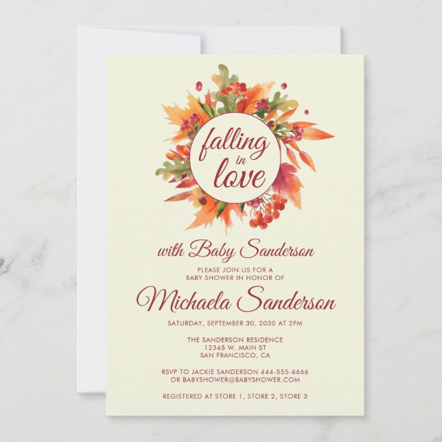 Rustic Falling in Love Autumn Fall Baby Shower Invitation (Front)