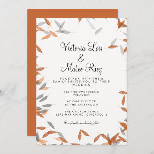 Rustic Falling Leaf Greenery Floating Wedding Invitation