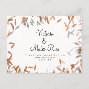 Rustic Falling Leaf Pampas Floating Thank You Postcard