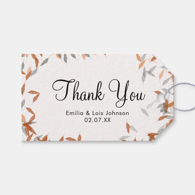 Rustic Falling Leaf Pampas Floating Wedding  Gift Tags (Front (Horizontal))