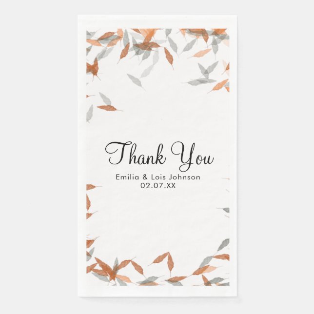 Rustic Falling Leaf Pampas Floating Wedding    Napkin (Front)