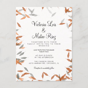 Rustic Falling Leaf Pampas Floating Wedding   Postcard