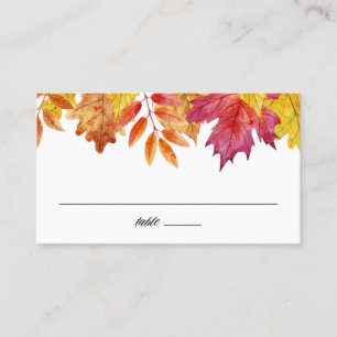 Rustic Falling Leaves Garland Autumn Wedding Place Card