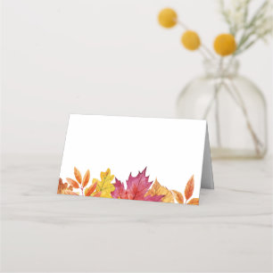 Rustic Falling Leaves Garland Autumn Wedding Place Card