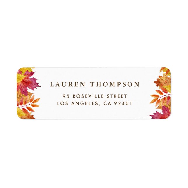 Rustic Falling Leaves Garland Autumn Wedding Return Address Label (Front)