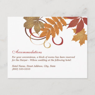 Rustic Falling Leaves Wedding Accommodations Enclosure Card