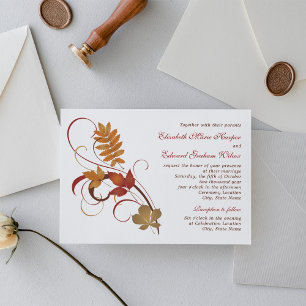 Rustic Falling Leaves Wedding Invitation