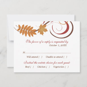 Rustic Falling Leaves Wedding RSVP Card
