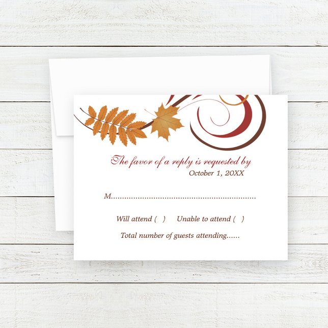 Rustic Falling Leaves Wedding RSVP Card (Creator Uploaded)