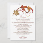 Rustic Falling Leaves Wedding Welcome Card<br><div class="desc">Elegant fall-themed wedding card design. Our "Falling Leaves" wedding stationery features saturated fall foliage and scrolling swirls. Colours include orange,  copper,  brown,  red and gold.</div>