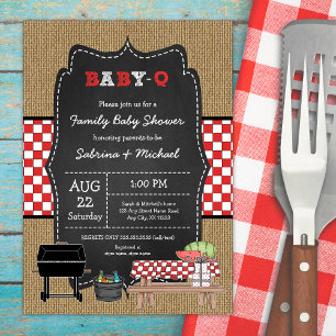 Rustic Family Baby Q Shower  Invitation
