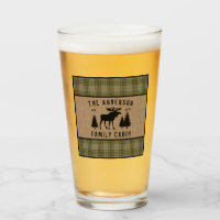 Rustic Family Cabin Moose Pine Green Plaid Burlap