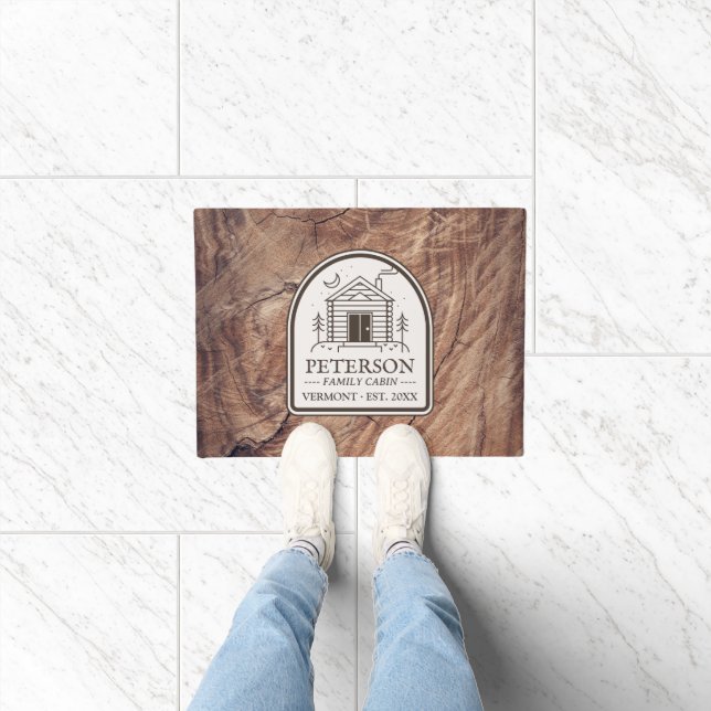 Rustic Family Cabin Wood Decor Custom Doormat (Indoor)