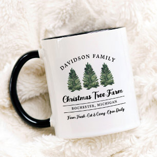 Rustic Family Christmas Tree Farm Monogram Mug