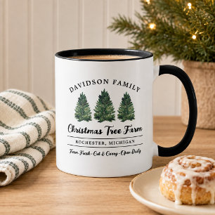 Rustic Family Christmas Tree Farm Monogram Mug