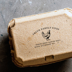 Rustic Family Coop Chicken Egg Carton Stamp