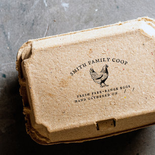 Rustic Family Coop Chicken Egg Carton Stamp