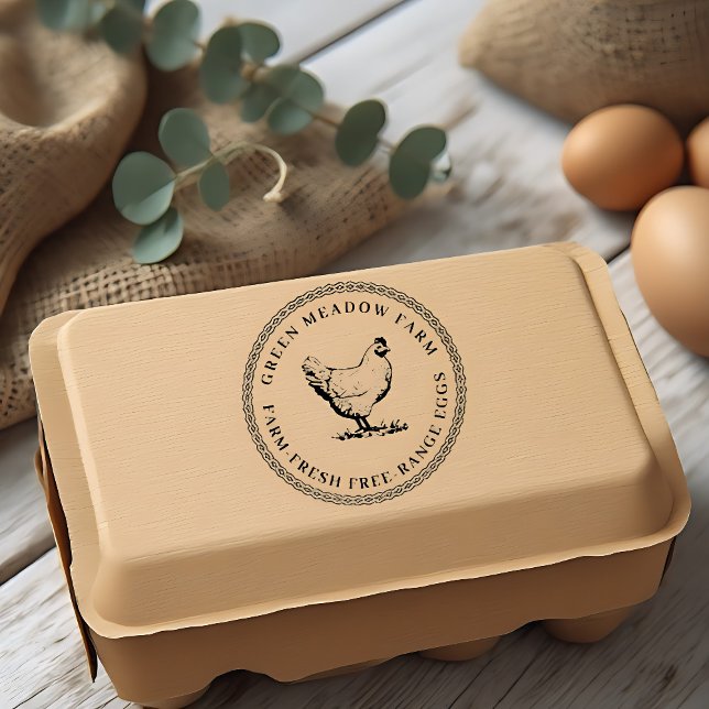 Rustic Family Farm Chicken Egg Carton Rubber Stamp (Creator Uploaded)