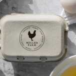 Rustic Family Farm Chicken Egg Carton Rubber Stamp<br><div class="desc">This rustic style egg carton stamp features a chicken silhouette, your farm name, and your slogan or product description in circular typography. These stamps can be used on egg cartons, business stamps, sales tags, paper bags, and more! Simply edit the text in the template box to personalize. Visit our store...</div>