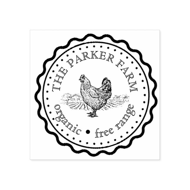 Rustic Family Farm Chicken Egg Carton Rubber Stamp (Imprint)