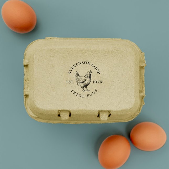 Rustic Family Farm Personalized Fresh Chicken Eggs Rubber Stamp (Creator Uploaded)